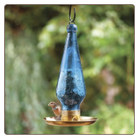 Hand blown glass bird feeder