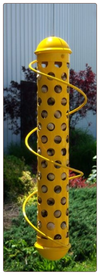 tube bird feeder with spiral run