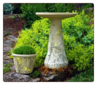 Hand Painted Bird Bath with Matching Planter