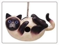 Siamese Cat Hand Crafted Birdhouse