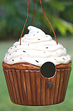 ceramic cupcake decorative birdhouse