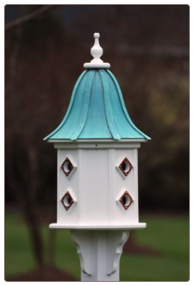 Vinyl birdhouse with copper roof