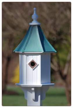 architectural copper roof bluebird house in white vinyl