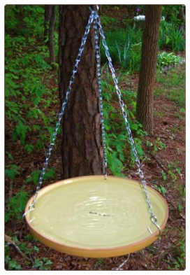 create moving water in your hanging bird bath 