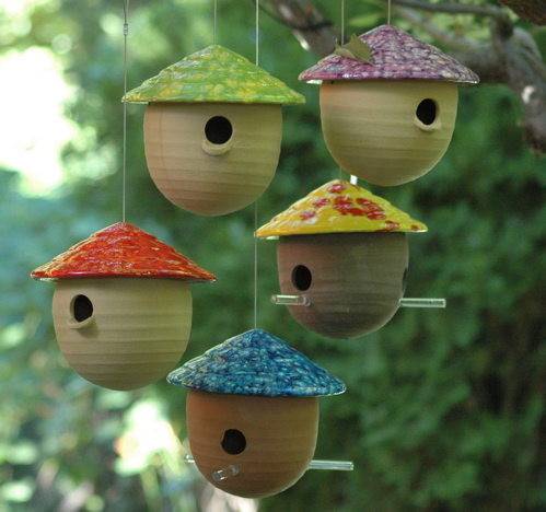 hand crafted ceramic gourd decorative bird houses