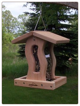 hand crafted cedar hopper bird feeder