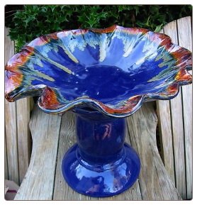 hand crafted ceramic pedestal bird bath