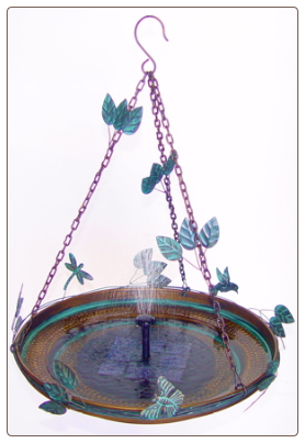 solar misting hanging bird bath