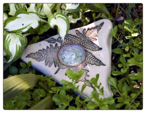 stoneware and recycled glass butterfly feeder and puddler