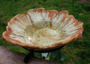 organic and textured deck-mounted birdbath is perfect for small spaces 