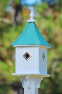 Patina Copper roof Birdhouse with four compartments