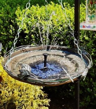 Small yards and gardens can still have big punch with a hanging bird bath