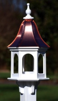 Gazebo Copper Bird Feeder is crafted with vinyl that lasts a lifetime!