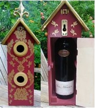 This unique birdhouse provides a cool presentation for a special bottle, and two nest sites to boost!