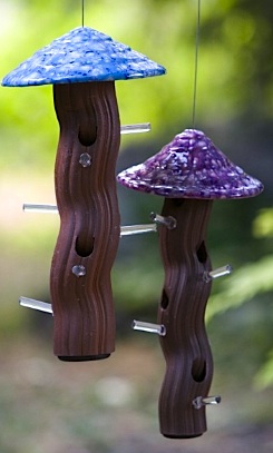 Groovy ceramic tube bird feeder is ideal for black oil sunflower seed