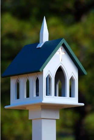 Church bird feeder with tube