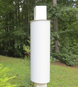 white-squirrel-baffle-for-vinyl dovecotes and feeders