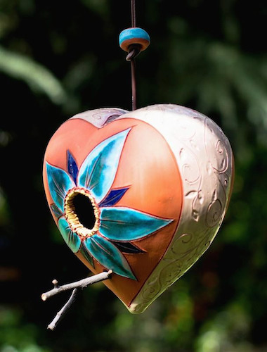 hanging heart unique birdhouse