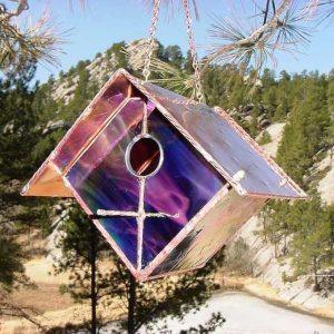 Black Cherry Stained Glass Bird Feeder