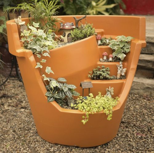 Large broken pot planter