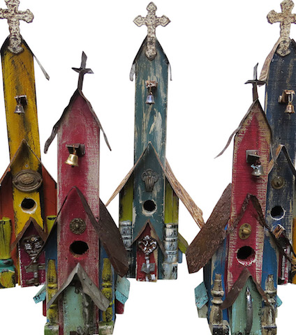 Recycled and Reclaimed Wood Church Birdhouses